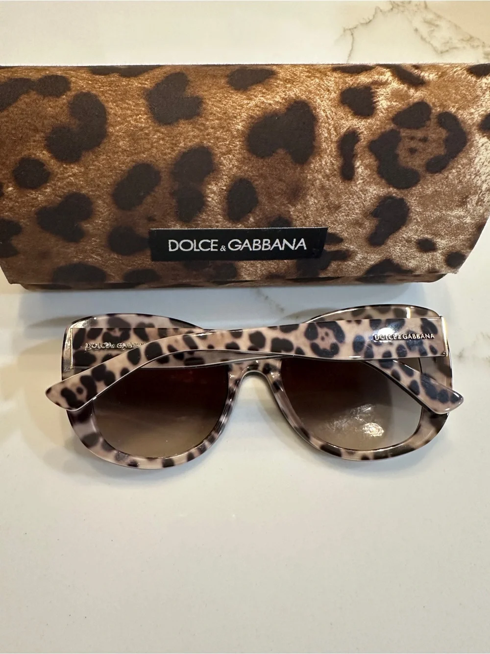 Dolce & Gabbana Leopard Print Oversized Cat-Eye Sunglasses - Brown Black